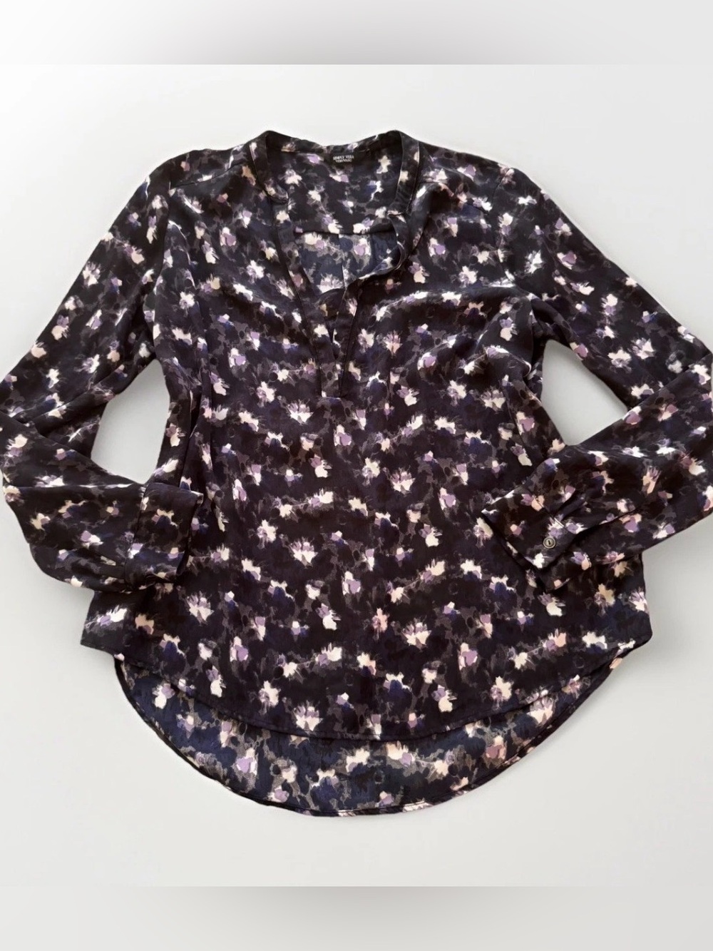 Simply Vera Wang Womens Dark Abstract Whimsigoth Top Size M Office Lagenlook